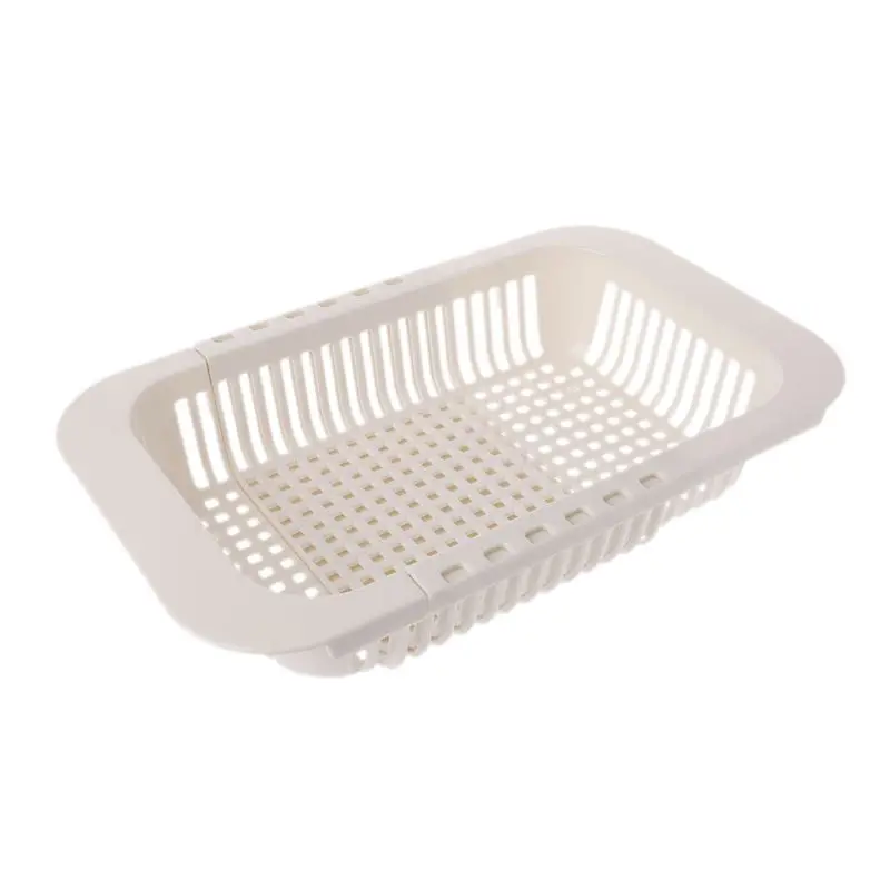 

2021 New Adjustable Over Sink Dish Drying Rack Drainer Plastic Vegetables Fruit Basket Holder Kitchen Utensil