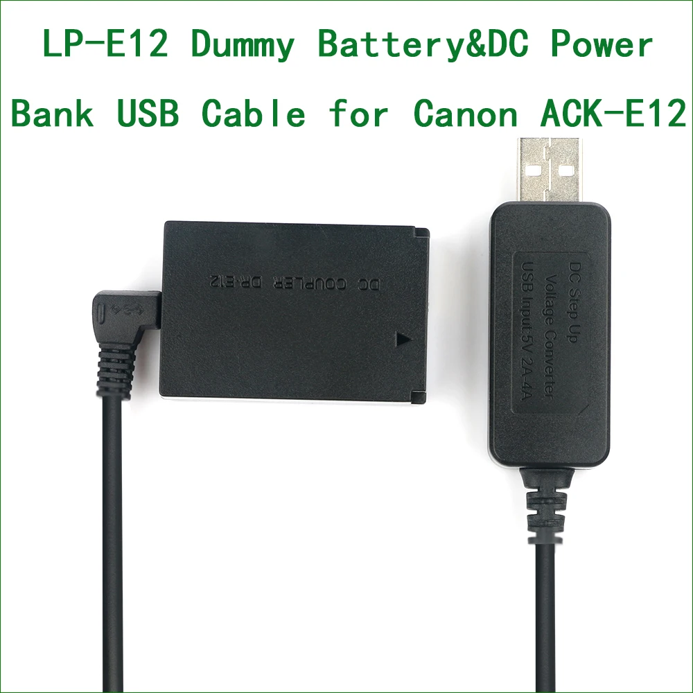 LP E12 LPE12 ACK-E12 DR-E12 Dummy Battery&DC Power Bank USB Cable for Canon EOS M M2 M10 M50 M100 M200 M50 2 USB Charger Cable