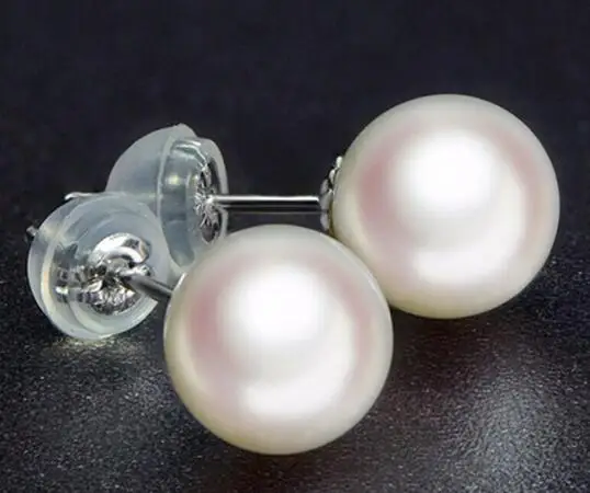 

noble jewelry top quality natural round 11-12mm Australian south sea white pearl earrings 18k gold