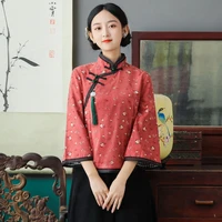2022 new chinese style qipao blouse camisa mujer daily tangsuit cheongsam qipao top women autumn elegant shirt china blusa