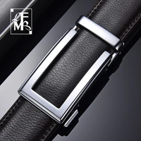 lfmbcow genuine leather mens belt cowhide strap for male ratchet automatic buckle belts for men brand brown body belt