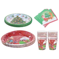 80pcs christmas themed disposable tableware set birthday party decoration props