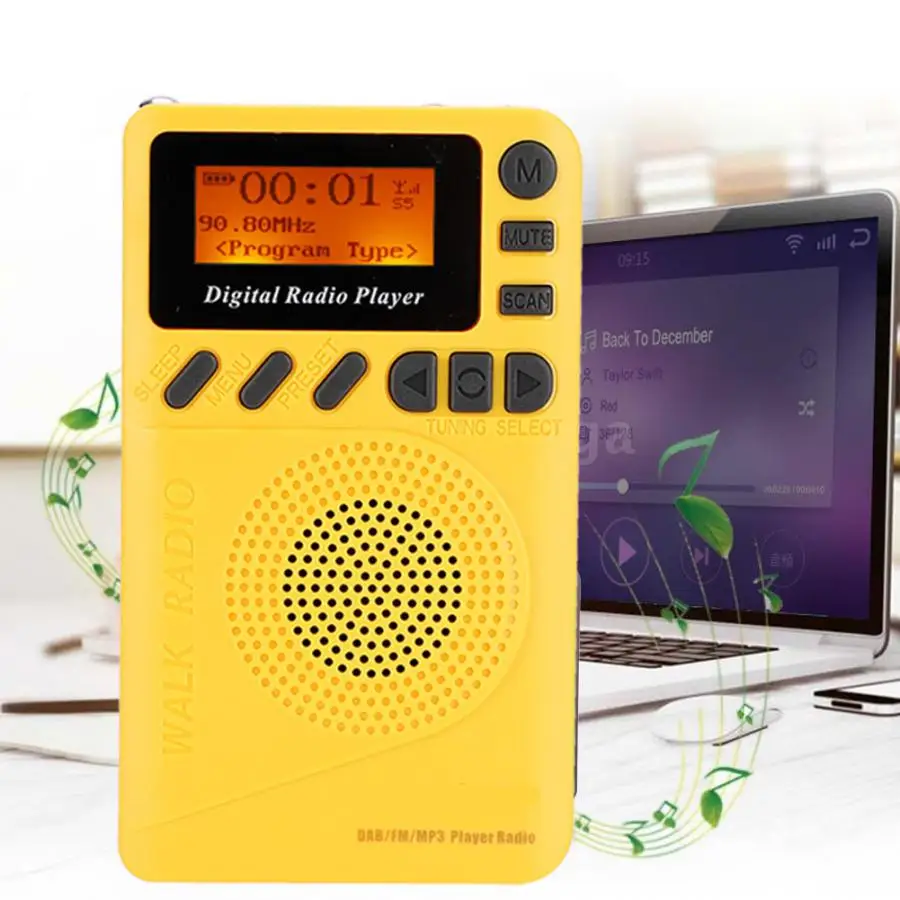 Mini Pocket Digital DAB+FM Radio 1.44" LCD Display Stereo Receiver with Reader MP3 Player for Walking Running | Электроника