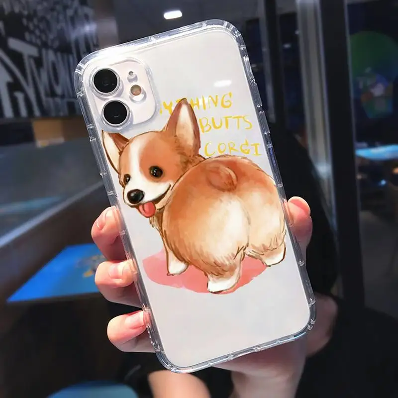 

Cute Corgi Butt Animal Puppy Phone Case Transparent for iPhone 11 12 mini pro XS MAX 8 7 6 6S Plus X 5S SE 2020 XR