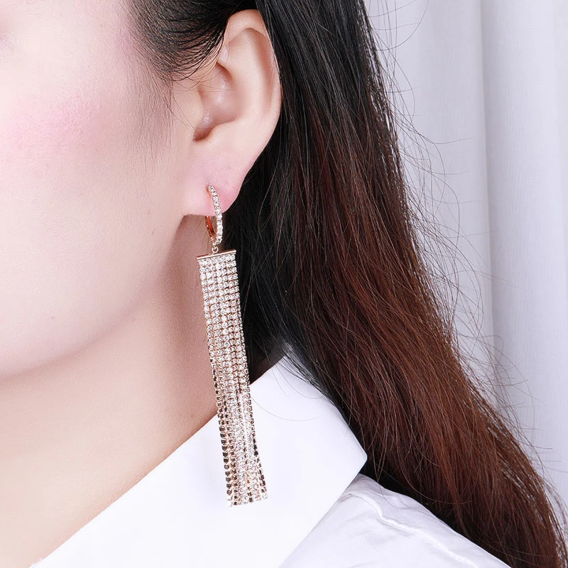 Женские длинные серьги кисточки MAIKALE классические золотистые медные с