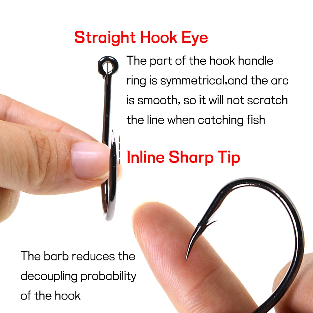 Elllv 100PCS 3X Faultless O'shaughnessy Fishing Hook Chemeical Tip Barbed Fish Hooks for Freshwater Saltwater #4 - 10/0 | Спорт и