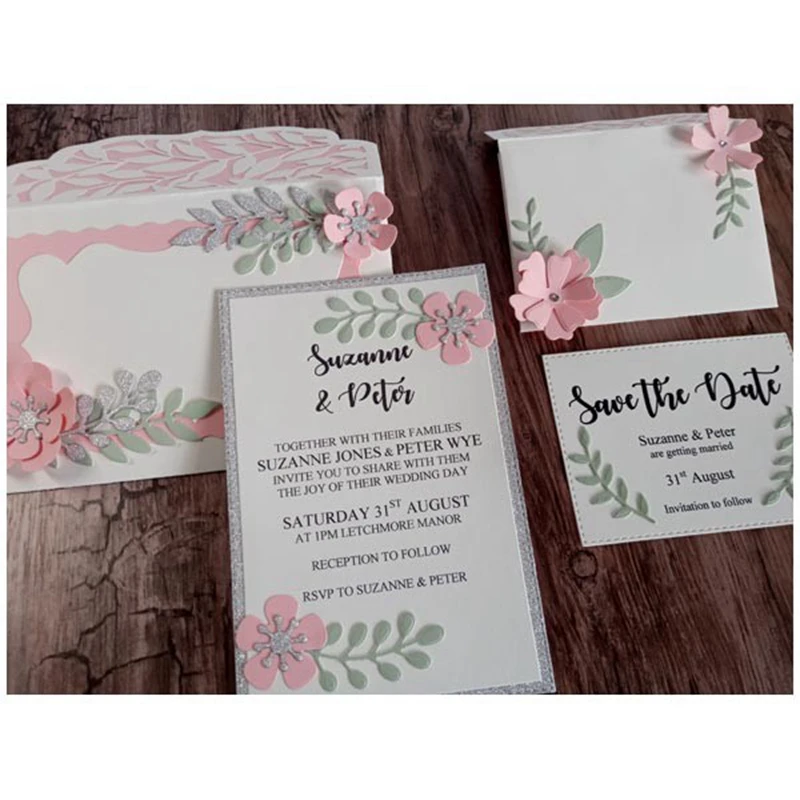 Открывающийся конверт с узором листьев + металлические высекальные штампы для