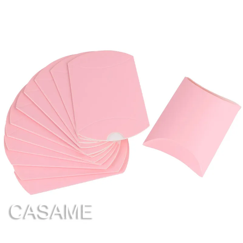 baby pink 25 шт., Подарочная коробка для конфет на подушку, новинка, бумажная подушка в форме подушки, свадебные подарочные коробки, вечерние подарочные коробки для пирога, Экологичная Подарочная коробка из крафт-бумаги - Цвет: baby pink