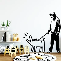 modern banksy boy and dog wall sticker home decoration accessories vinyl stickers art decoration diy home decor