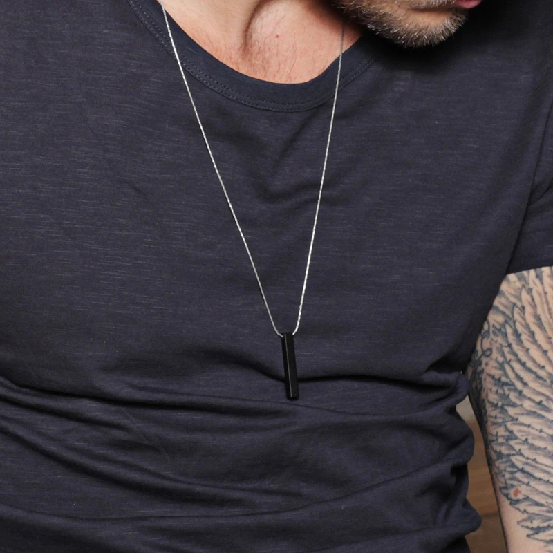 Модное простое новое длинное прямоугольное мужское ожерелье с кулоном Ожерелье