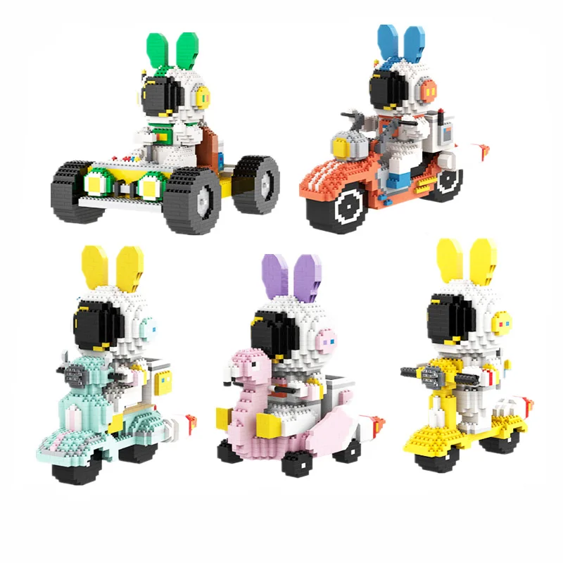 

New Cute Interstellar Motorcycle Micro Building Blocks Scooter Mars Exploration Vehicle Car Mini Bricks Figures Toys For Kid