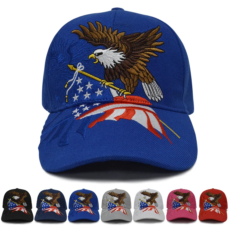 

2021 Unisex American Flag Embroidered Hat Sunscreen Visor Eagle Fight Hat Hip Hop Male Female Street Outside Skateboard Flat Hat