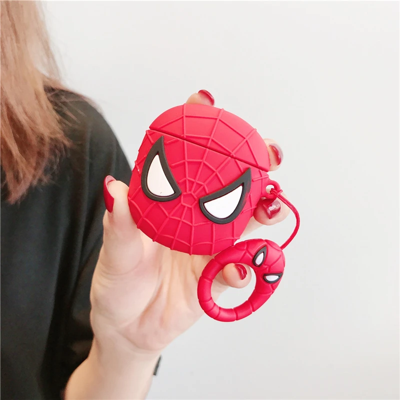 3D Супер Герои Человек-паук Бэтмен, Железный человек venom чехол для Airpods 2 1 беспроводные bluetooth наушники Мягкий силиконовый чехол кольцо коробка