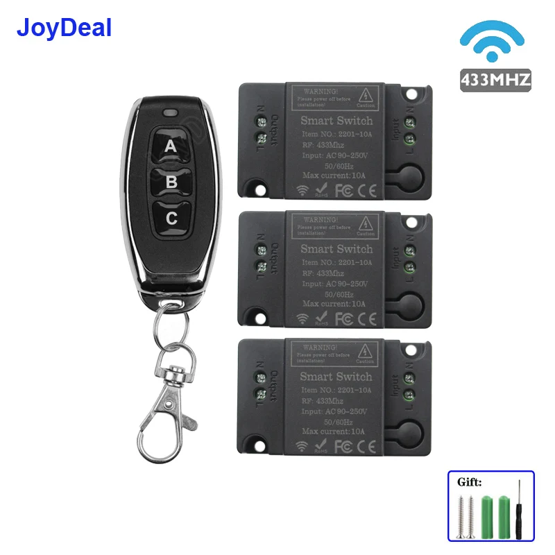 

Newest Universal Wireless Remote Control Switch 433Mhz AC 110V 220V 1CH 10A RF Relay Receiver Transmitter for LED/Light/Fan lamp