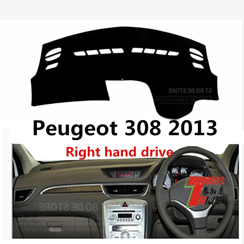 

Taijs right hand drive car dashboard cover for Peugeot 308 2013 polyester material soft washable smooth red black blue edges