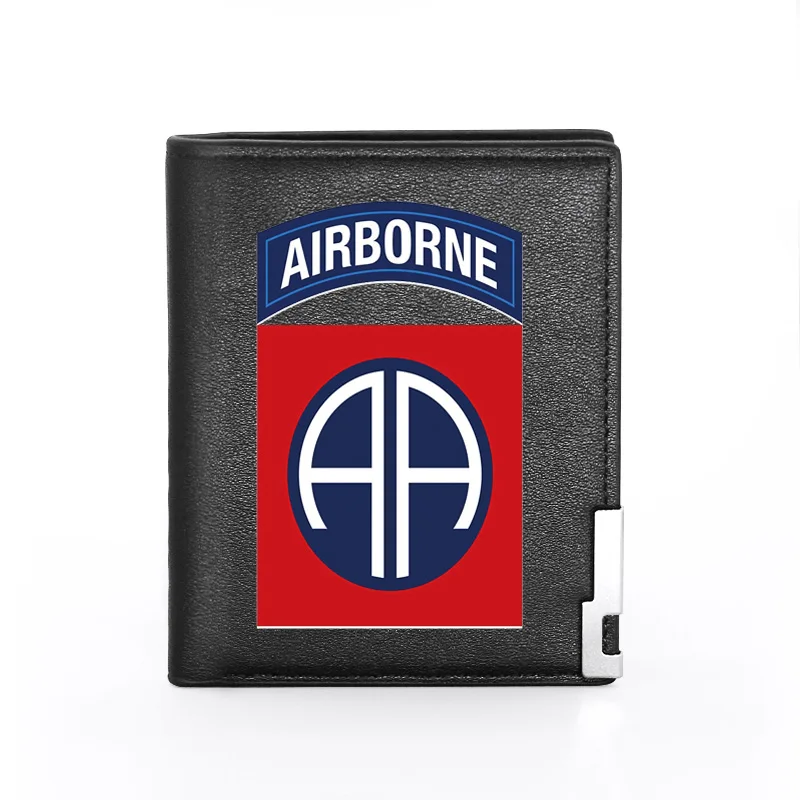 

Cool All-American Airborne Leather Men Wallet Classic Credit Card Holder Short Purse