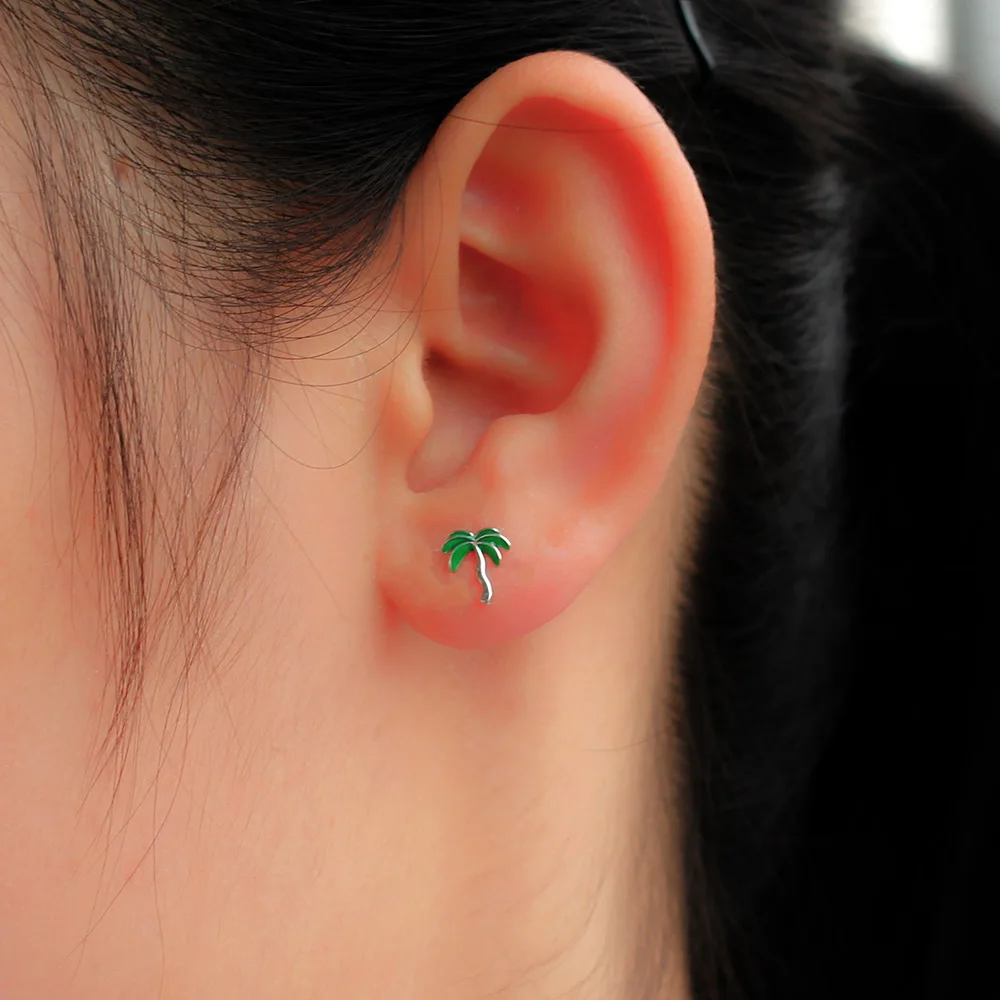 Серьги гвоздики Асимметричные из серебра 100% пробы с ананасами|Серьги-гвоздики| |