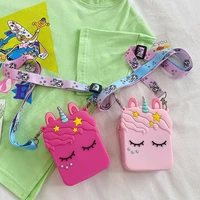 2021 cute kids mini coin bag cartoon unicorn crossbody bags for women small coin wallet baby girls money change purse gift