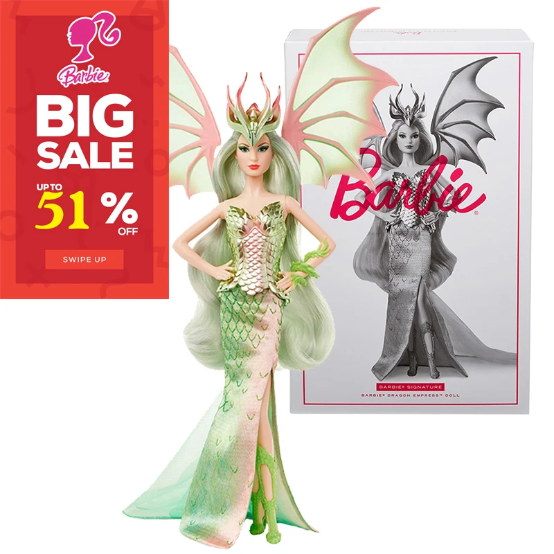 

Original Barbie Signature Mythical Muse Fantasy Dragon Empress Doll 15-in Collectible with Pastel-Colored Hair and Wings GHT44