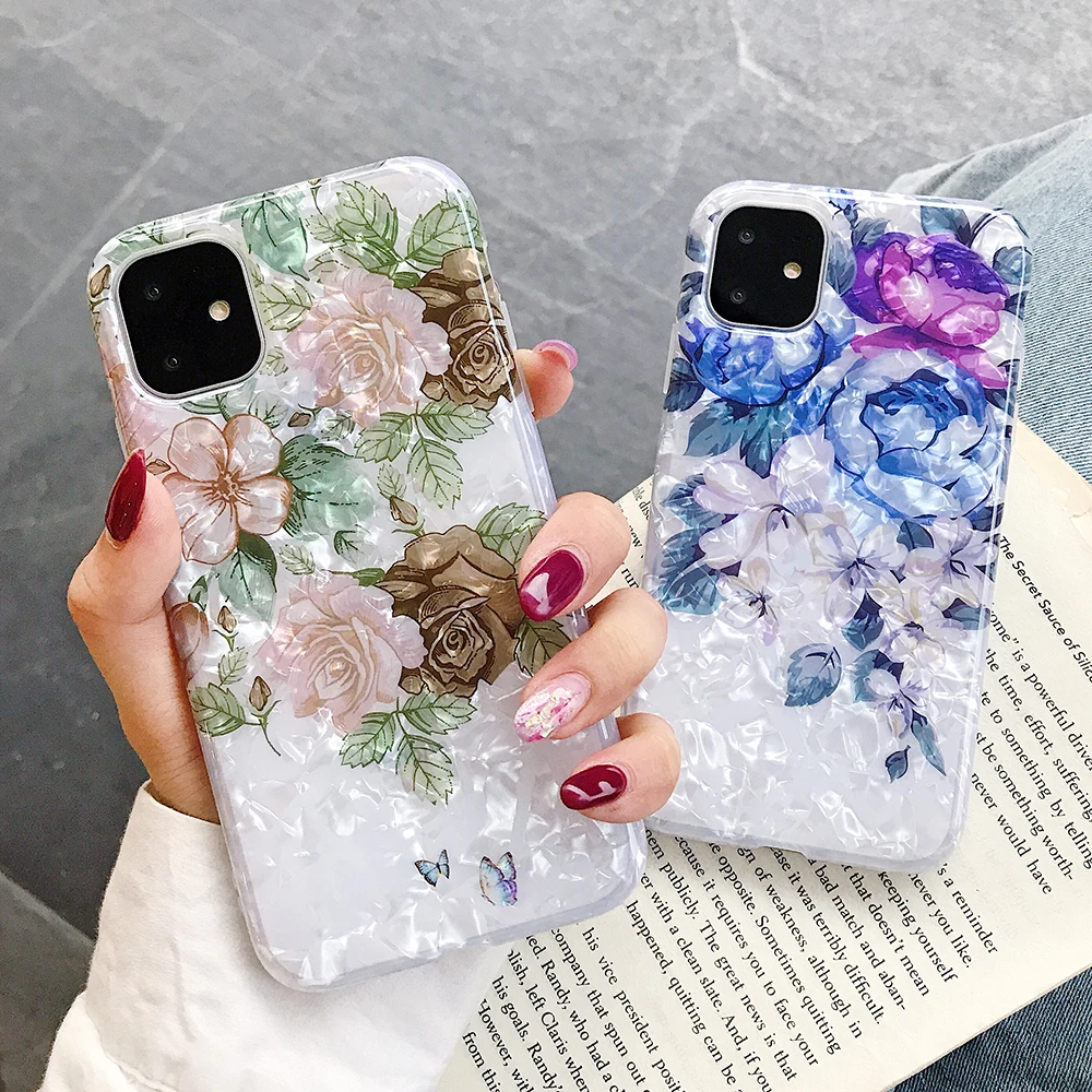 LOVECOM Ретро Цветочный кольцо стенд чехол для телефона для iPhone 11 Pro Max XR XS Max XS 7 8 6 Plus чехол мягкий IMD Dream Shell чехол для телефона