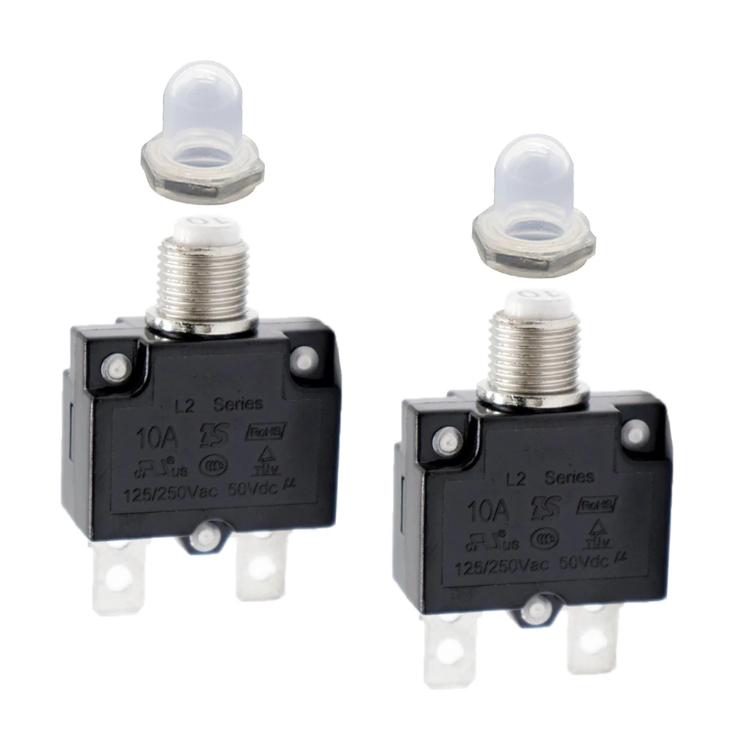 2x Circuit Breaker 10AMP Push Button Resettable Thermal Panel Mount AC 125/250V | Автомобили и мотоциклы
