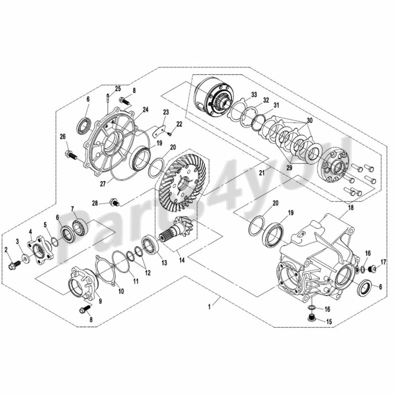 

CFMoto 850 1000 ATV CF800AU-2B CF1000ART Rear axle differential reducer gearbox with differential lock Q850-330000-00001
