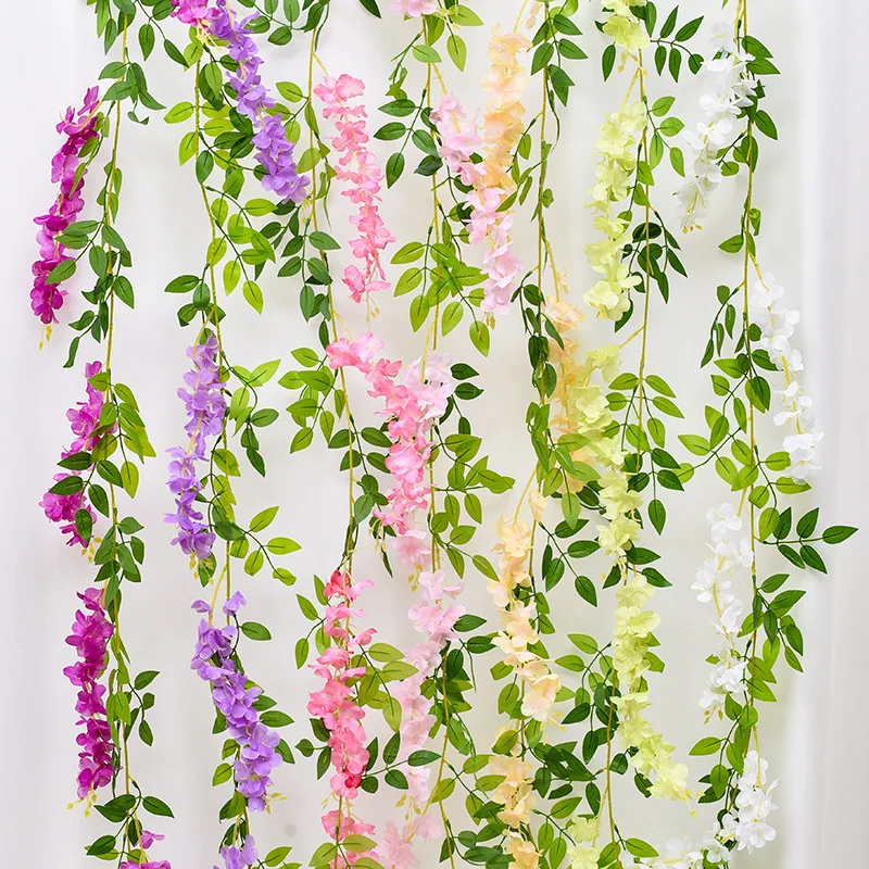 

Artificial Flowers Wisteria Wedding Decoration Home Wall Hanging Decor Hogar Bluszcz Flores Artificiales Mariage Deco Boda Vines