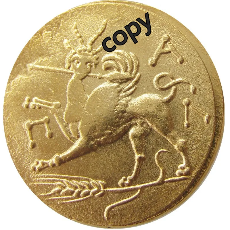 G(07) panticapalon in Bosporus 340BC Сертифицированный AU древний греческий позолоченный копия монет