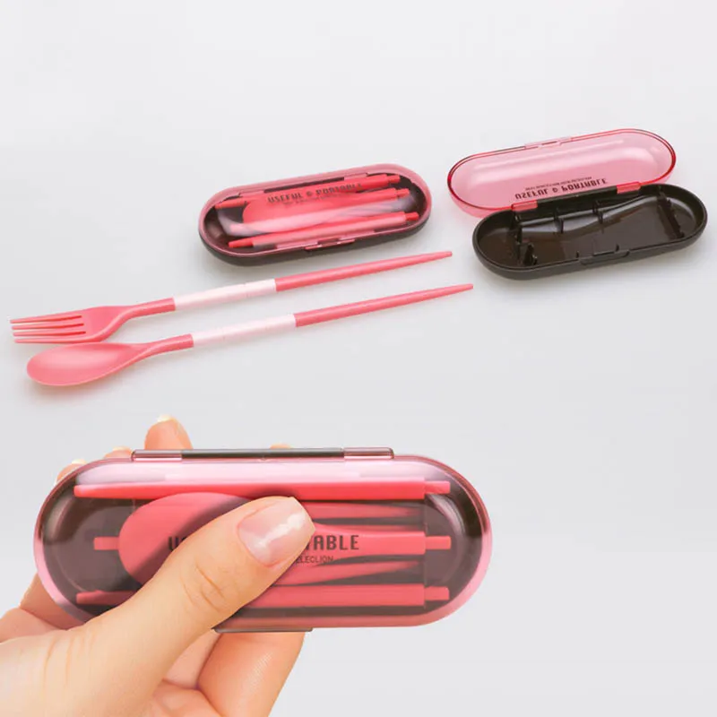 

Travel Necessity Kit Spoon Fork Chopsticks Picnic Tableware Foldable Portable Kitchen Gadgets Three-Pieces 1 Set Plastic