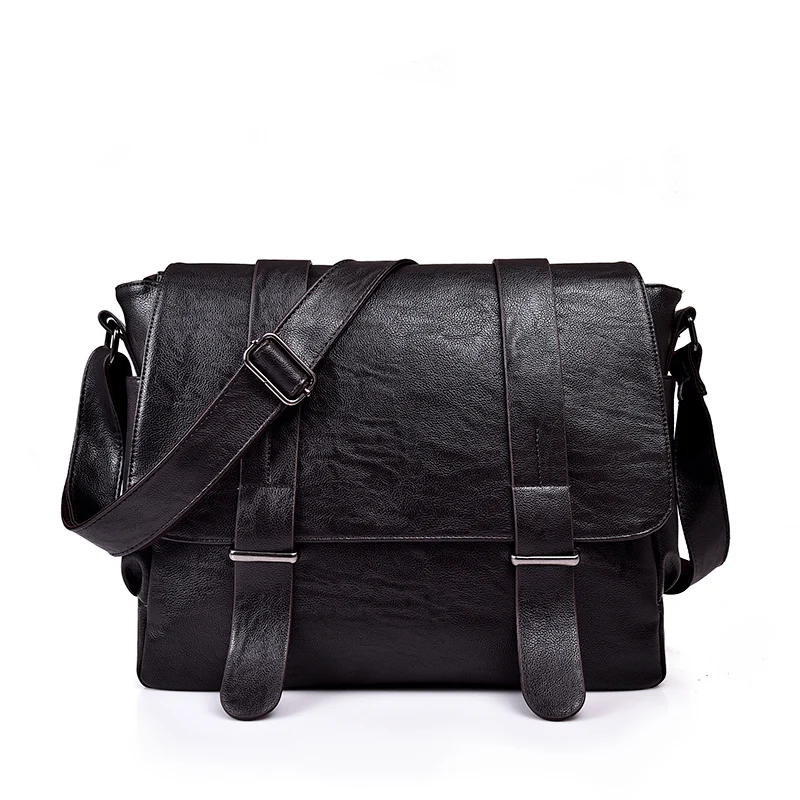 

Simple Men Briefcase Business PU Leather Computer Bag Men Handbag Portable Zipper Shoulder Laptop Bag Men Business Crossbody Bag
