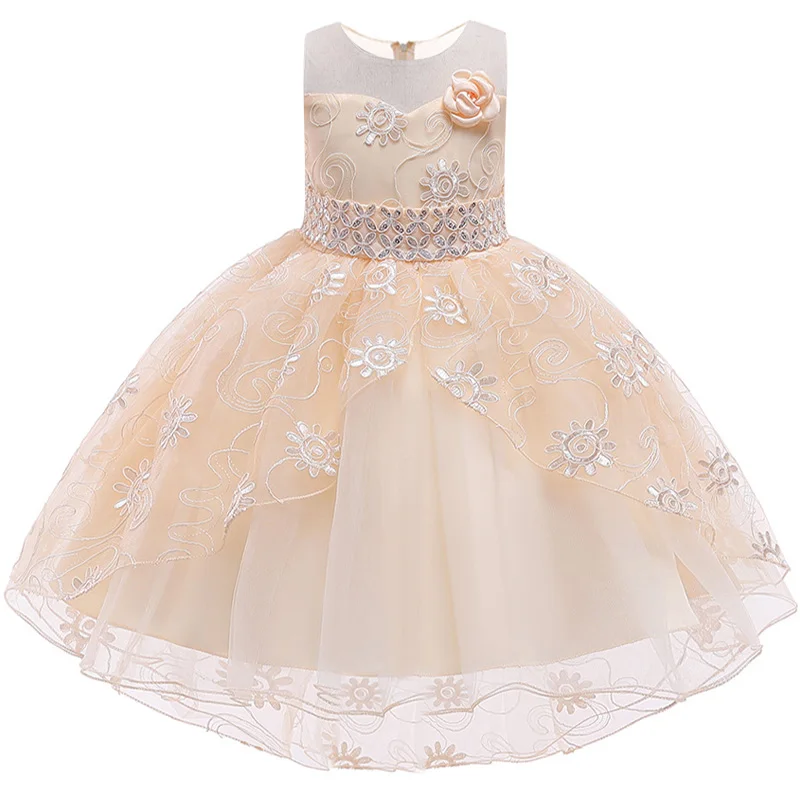 Новое платье со шлейфом для девочек с блестками и вышивкой ласточкин хвост