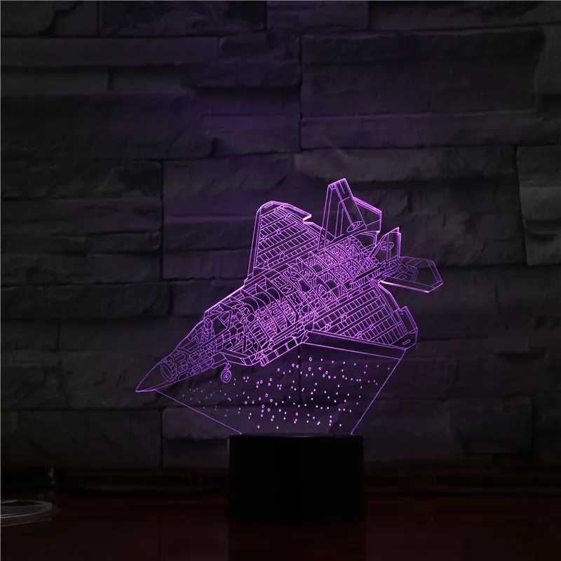 Космический корабль самолет 3D СВЕТОДИОДНЫЙ Ночник светильник USB Многоцветная