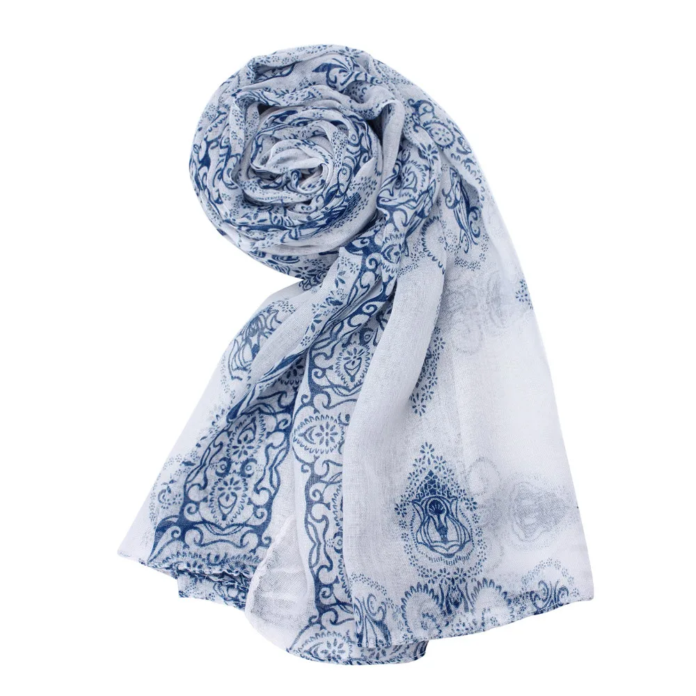 Тонкий платок шали Шелковый атласный шарф для женщин леди с классическим принтом