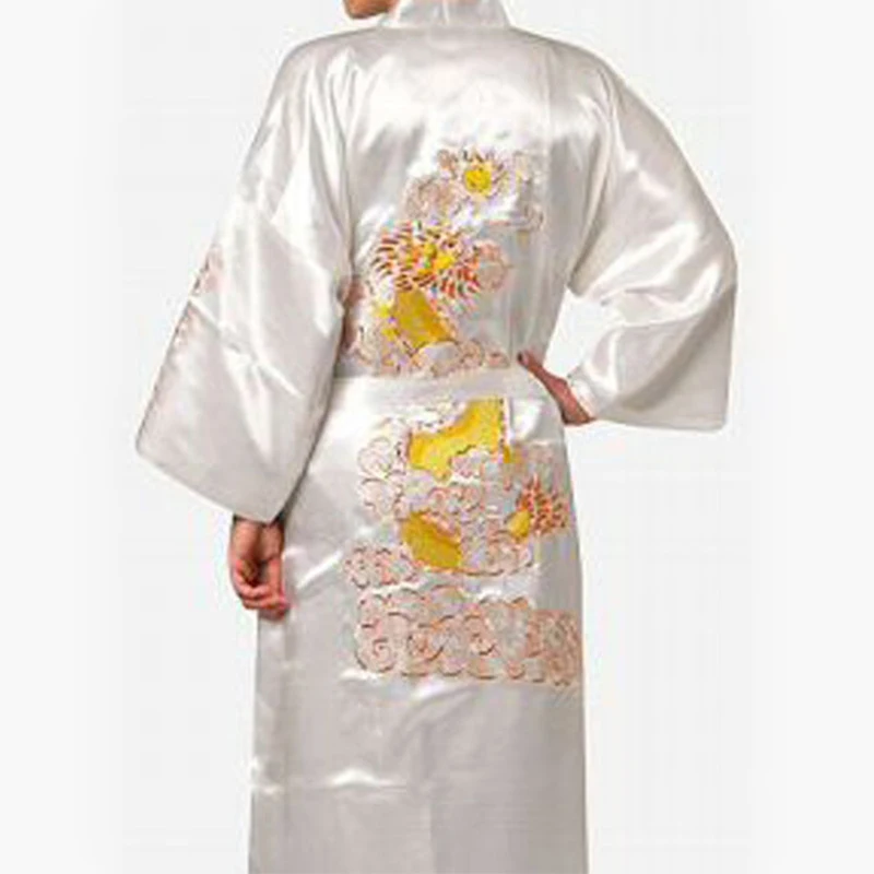

Kimono Men's Nightgown Embroided Gragon Bathrobe Gown Robe Home Clothing Traditional Tang Suit Sleepwear Loose Pajamas MA70007