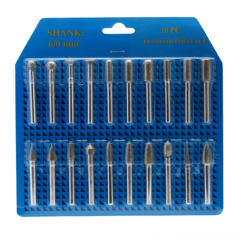 20Pcs Grit#120 Diamond Coated Rotary Grinding Cutting Point Burrs Drill Bit Head 6mm Shank for Die Grinder DIY Power Tool | Инструменты