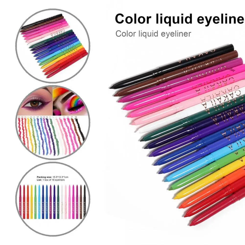 Long Lifespan 0.25g Fashion 18-color Eyeliner Pen Kit Highly Pigmented Eyeliner Makeup Sweat-proof   for Ladies