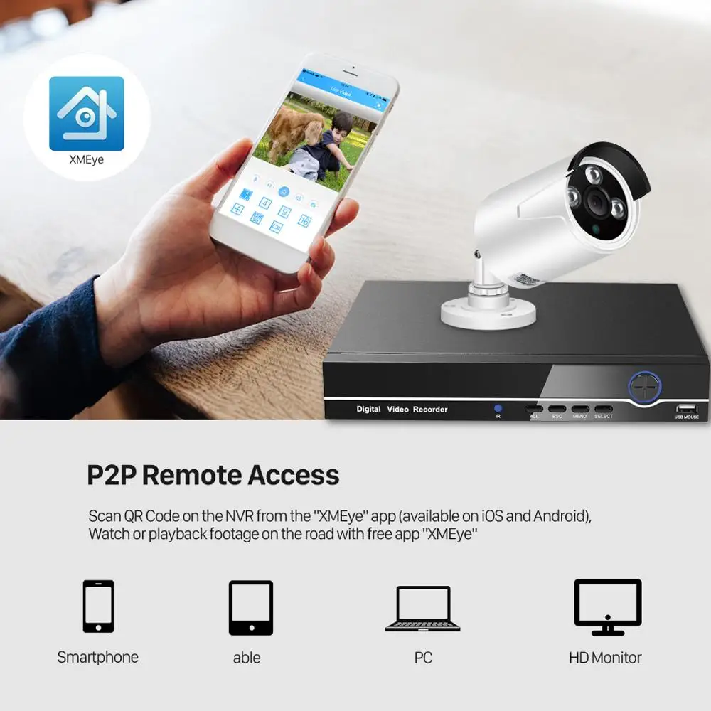 Система видеонаблюдения BESDER 8 каналов H.265 POE IP камеры ИК наружная 3MP