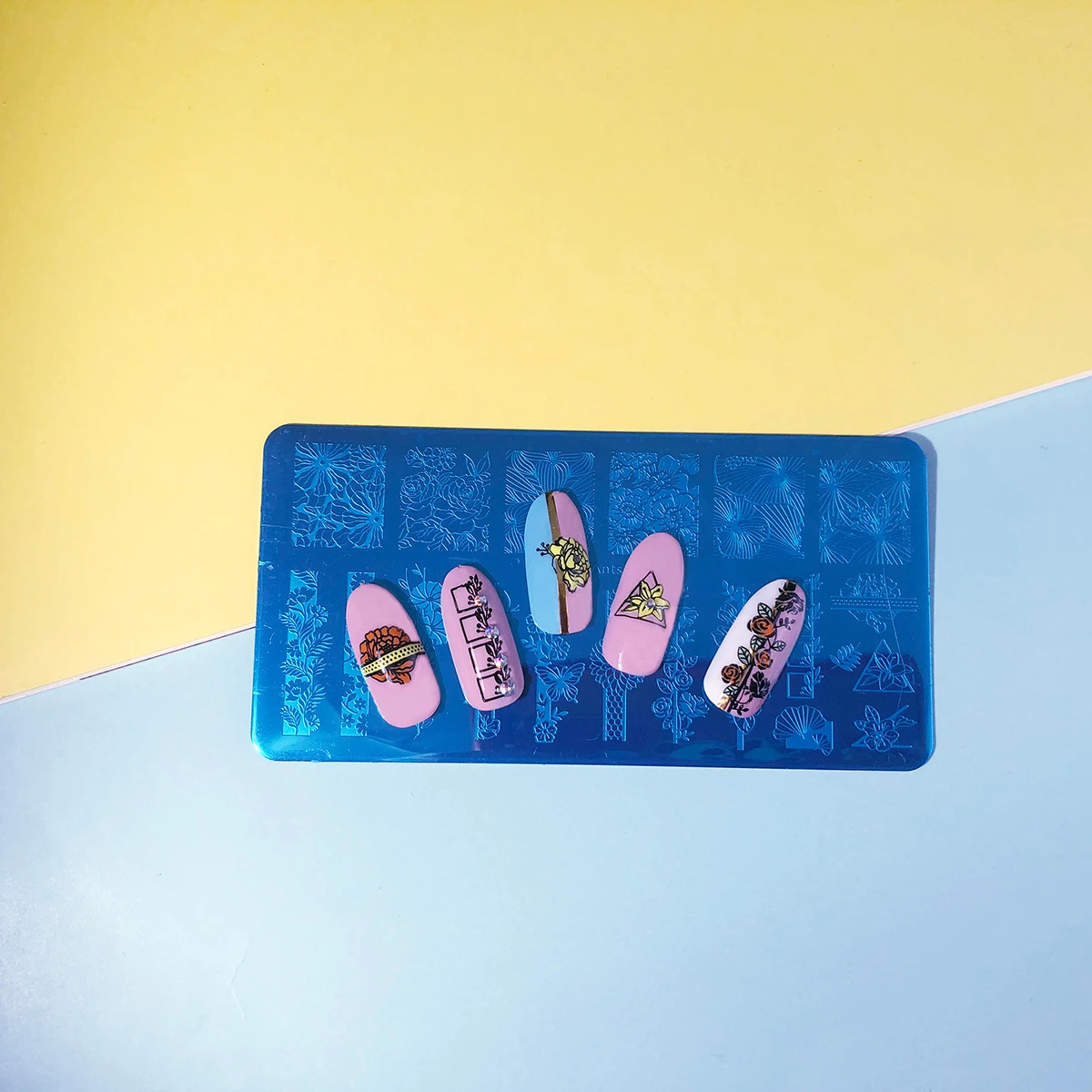 BEAUTYBIGBANG 6*12 см штамповочные пластины для ногтей прямоугольная Геометрическая вращающаяся полоса для ногтей штамп шаблон и форма для ногтей трафарет