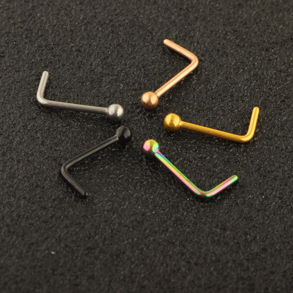 Новое поступление простые L образные хирургические Стальные Шпильки для носа 0 8*6