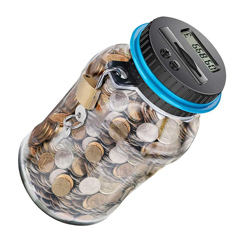копилка для монет. электронная монетка. копилка для мелочи. копилка со счетчиком монет в рублях. желобки для подсчета мелочи в банке.