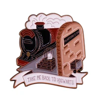 take me back to hws enamel pin wizarding world train platform brooch retro travel agent library badge 2021 new accessories