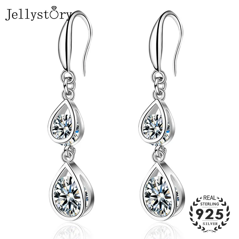 Модные серебряные серьги Jellystory 925 с цирконом в форме капли воды для женщин