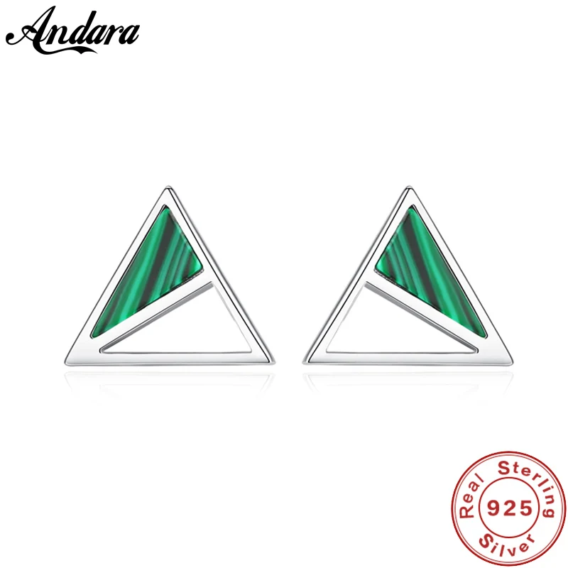 Женские серьги-гвоздики из 100% стерлингового серебра 925 пробы с треугольным