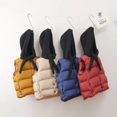 

Winter Thick Warm Toddler Kids Clothes Waistcoat Down Cotton Hooded Children Outwear Vests Boys & Girls Sleeveless Jacket 3-7T