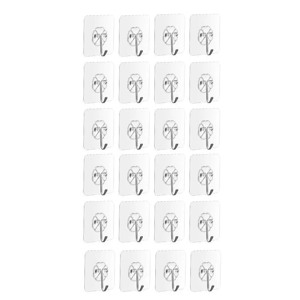 

24Pcs Strong Transparent Suction Cup Sucker Wall Hooks Hanger Kitchen Bathroom wall-mounted Design Hanger seamless adhesive hook