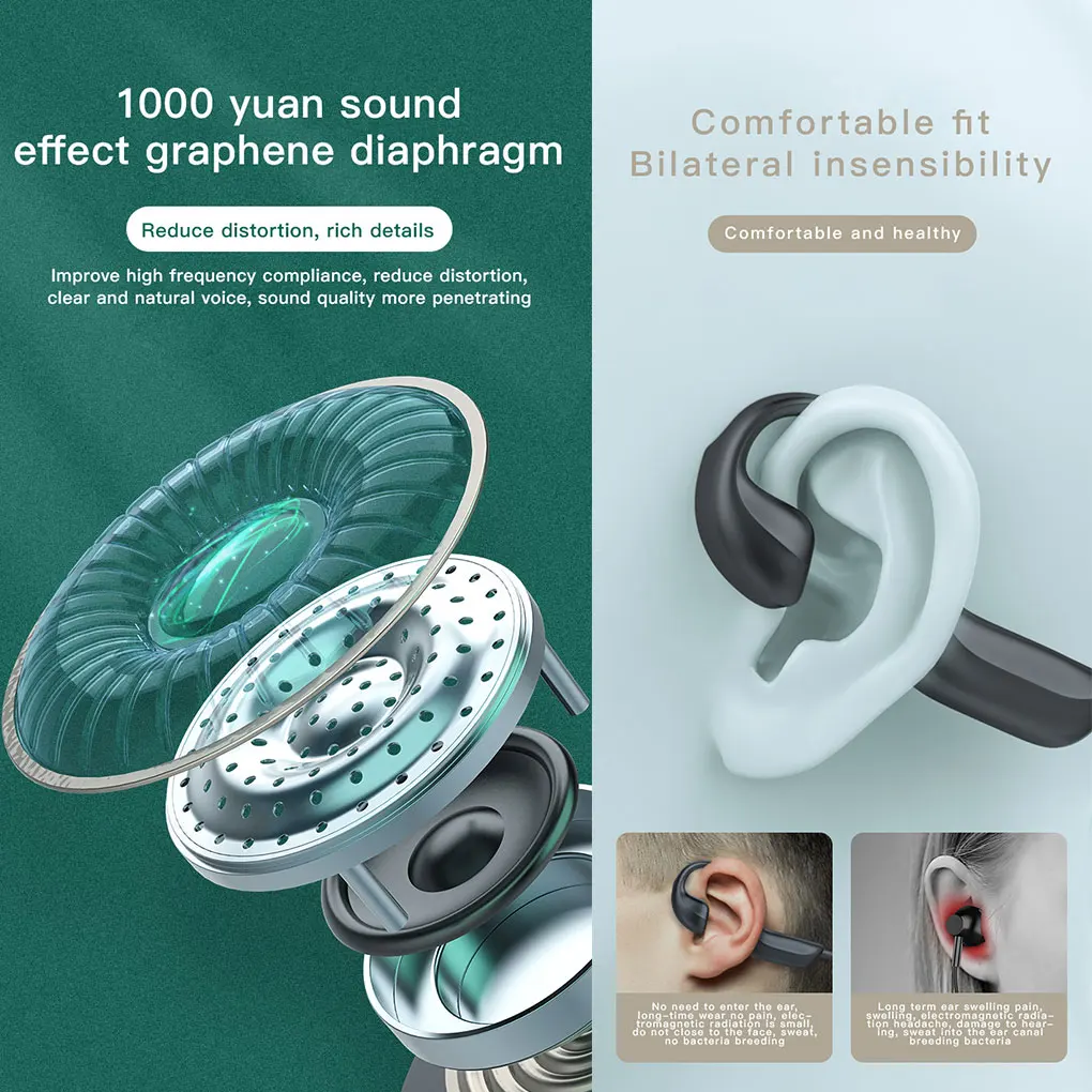 Беспроводные наушники Hi-tech Bluetooth 5.0 G100 Bone Conduction с микрофоном и гарнитурой Handsfree для спорта на открытом воздухе.