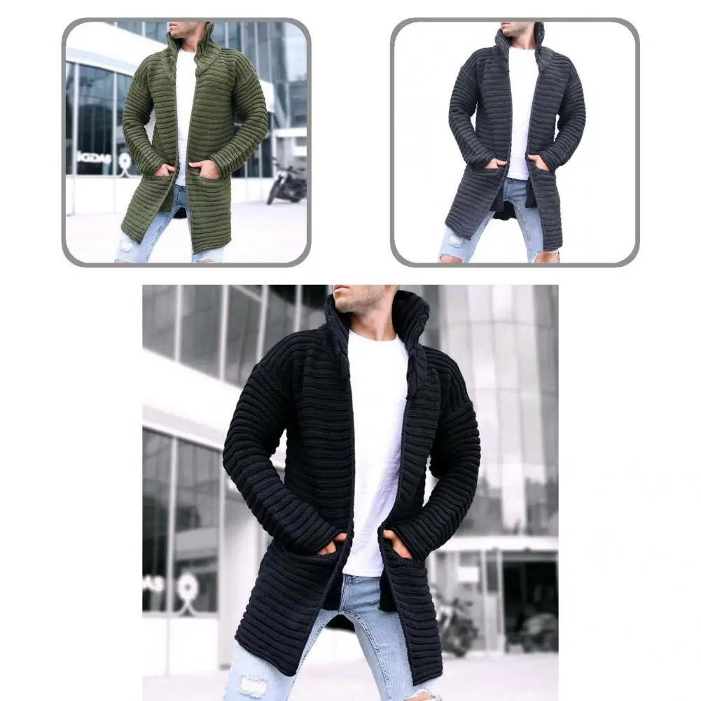 

Simple Knitwear Coat Comfy Cardigan Sweater Loose Fit Long Sleeve Lapel Solid Color Ribbed Knitwear Coat