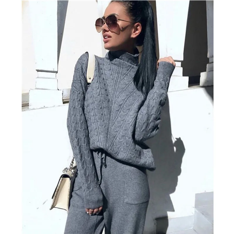 Twisted женский свитер Костюмы и наборы Водолазка с длинным рукавом трикотажные