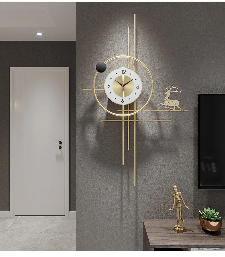 

Fashion Simple Wall Clock Art Golden Luxury Living Room Wall Clock Metal Modern Design Reloj Adhesivo Pared Home Decor EB5WC