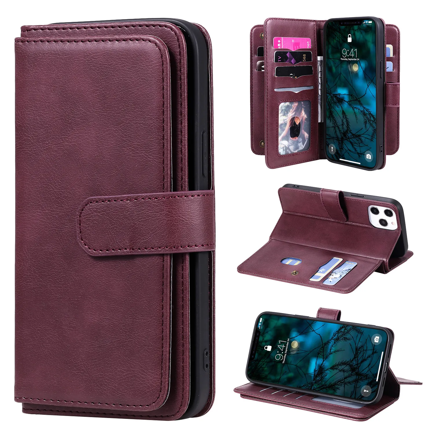 

Luxury Leather Wallet Case For OPPO Realme GT C11 C15 V13 Realme 3 5 6 7 8 Pro Holder Flip Stand Large Capacity Card Phone Cover